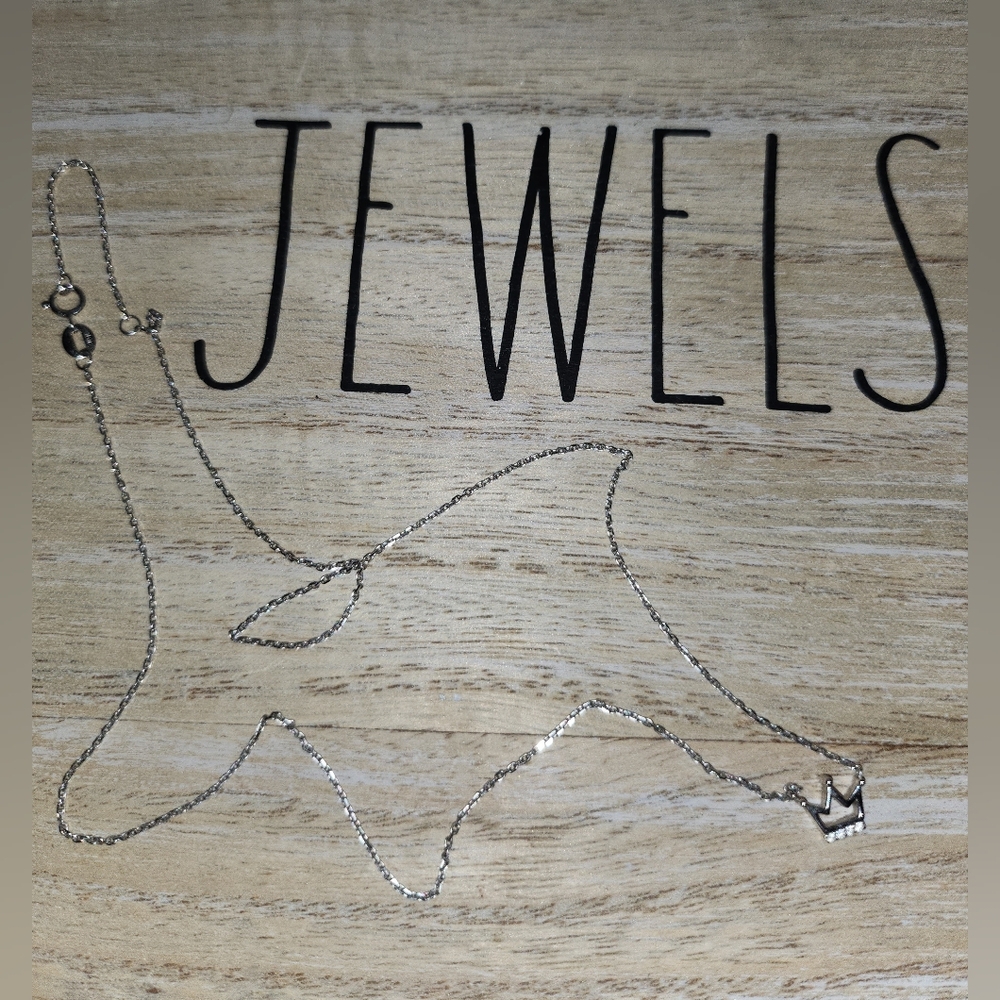White Gold Crowned Athletics Necklace